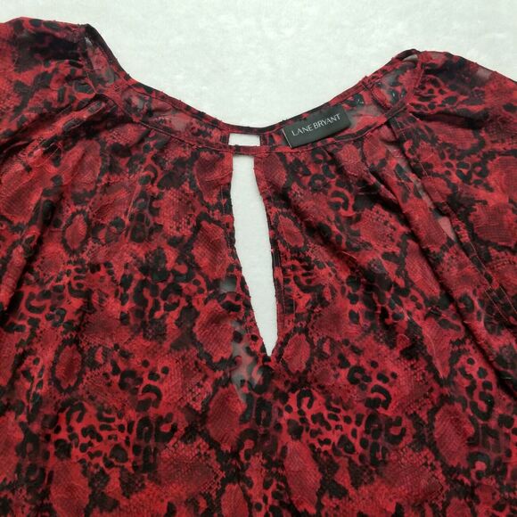 Lane Bryant 22 Top Blouse Balloon Sleeve Sheer Keyhole Whimsigoth Gothic Witchy - Picture 4 of 9